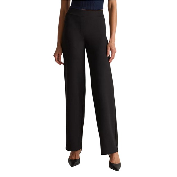 Quince Pants - Quince Ultra-Stretch Ponte Wide Leg Pants Trousers Black Office Work (Size M)